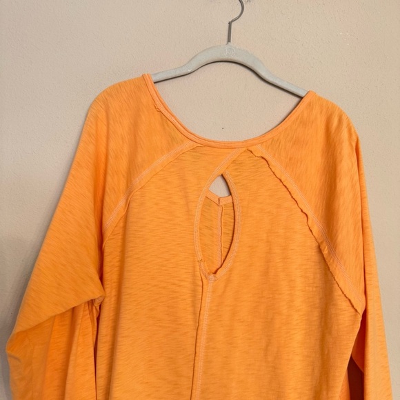 Soft Surroundings Tunic Top Anisa Orange Keyhole Back Exposed Seam Size L - Picture 9 of 15